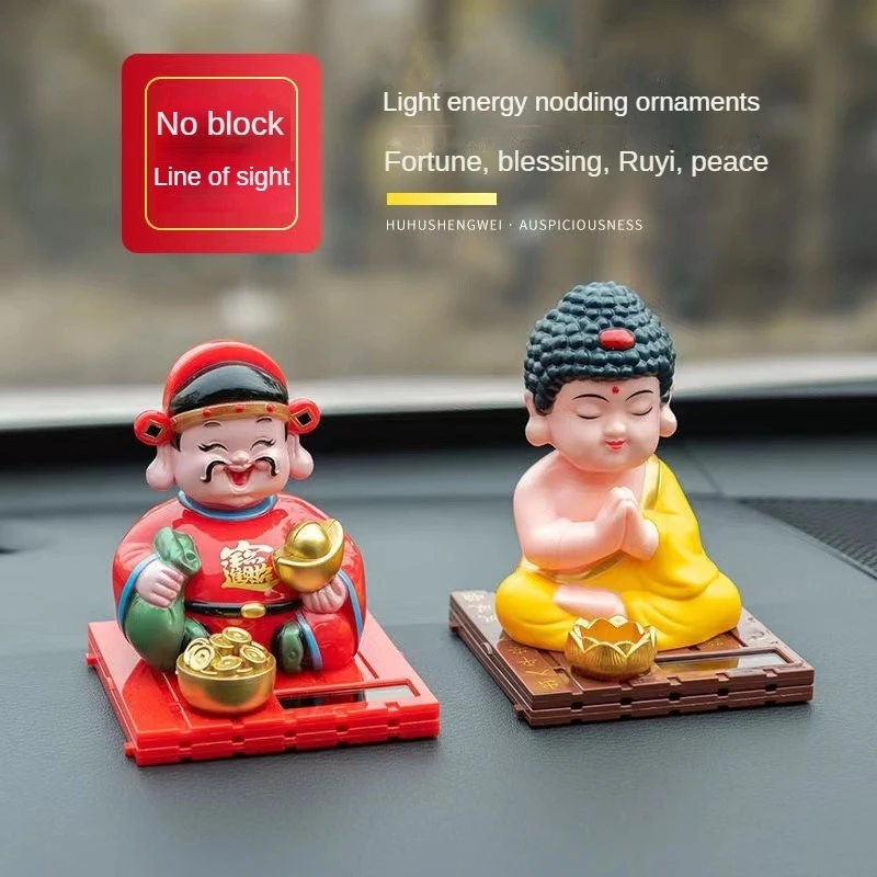Car decoration solar automatic nod Zhaocai creative decoration center console home office decoration car accessories
