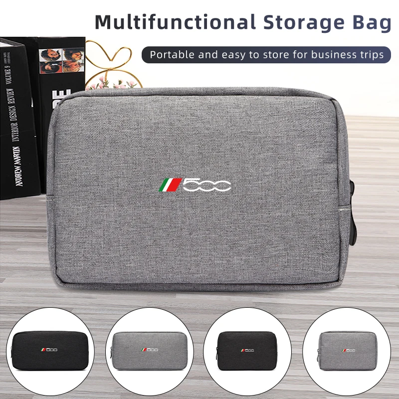 Car Digital Storage Bag USB Data Cable Organizer Accessories For FIAT 500 Abarth Tipo Punto Panda Ducato Stilo Fiorino Doblo