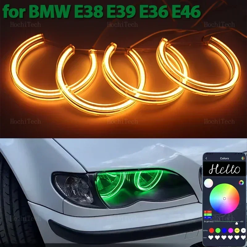 RGB multi-color Mobile Control LED Angel Eyes Bulb Ring Lamp DRL for BMW 3 5 7 Series E36 E46 E39 E38 728i 740d 325i 328i 730d