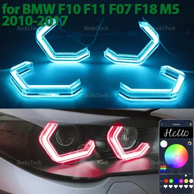 M4 Style RGB colorful Light Rings App control DRL LED Angel Eyes Kit For BMW 5 series F10 F11 F07 F18 520i 528i 530i M5 2010-17