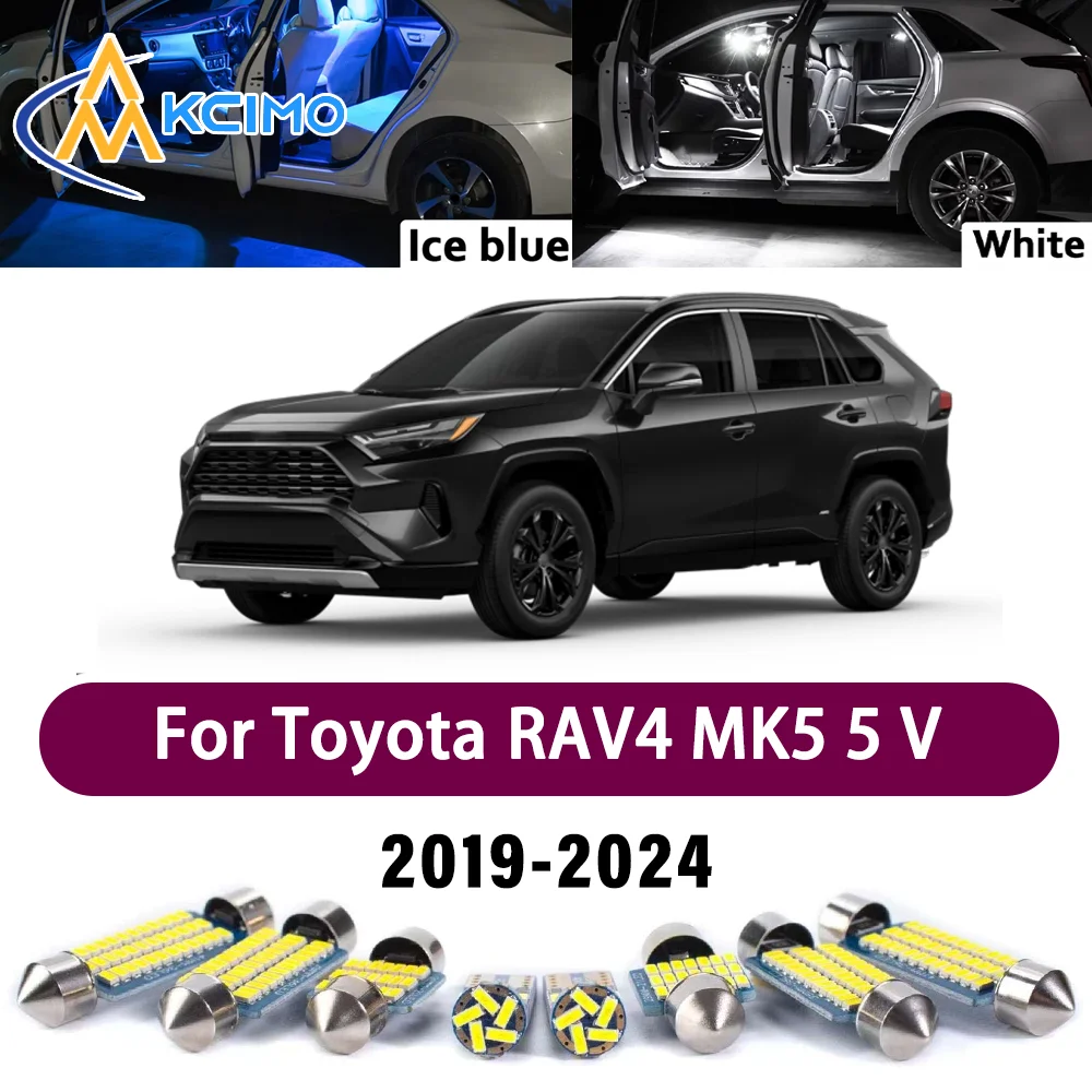 Premium LED Interior Lighting Kit for Toyota	RAV4 MK5 5 V 2019-2024 2021 2022 High-Quality Error-Free Dome Map Trunk Auto Lamps