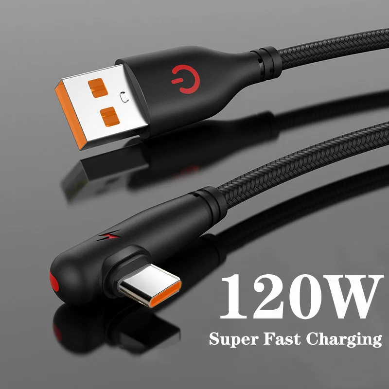 120W Car Super Fast Charging Audio Speakers Cable USB to Type C PD 10A Elbow Cable Car Digital Accessories for Samsung Xiaomi