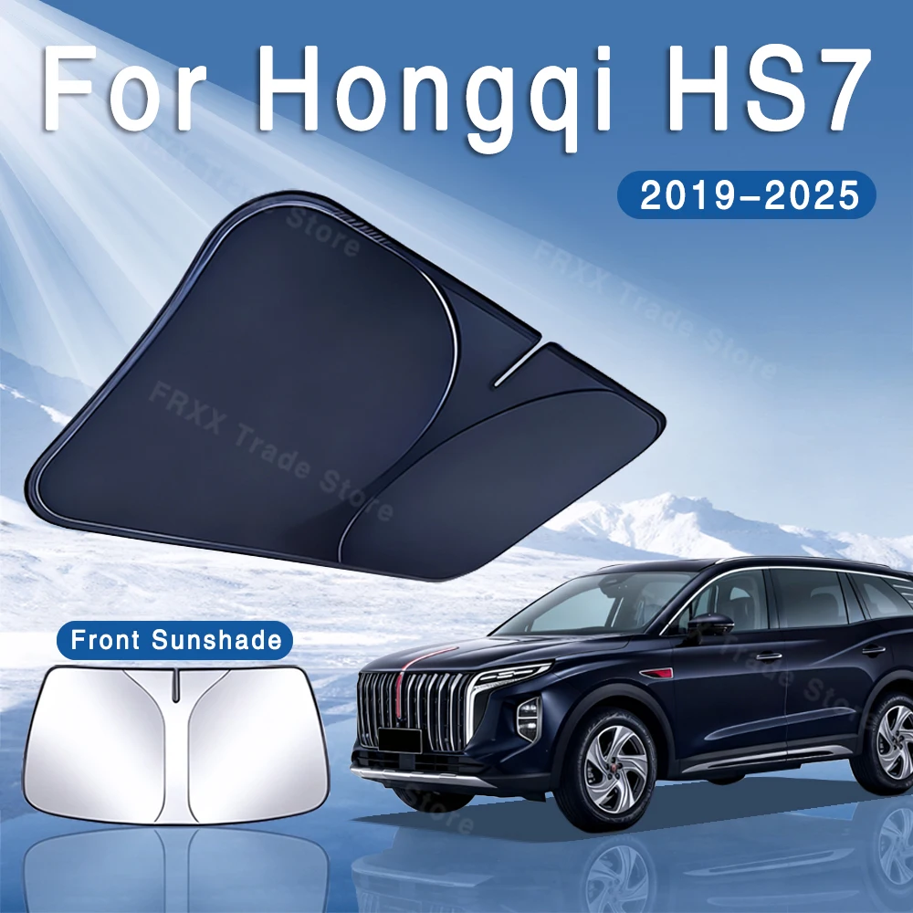 For Hongqi HS7 2019~2025 2020 Foldable Car Sun Visor Front Windshield Sunshade Heat Insulation Summer Cooling Auto Accessories