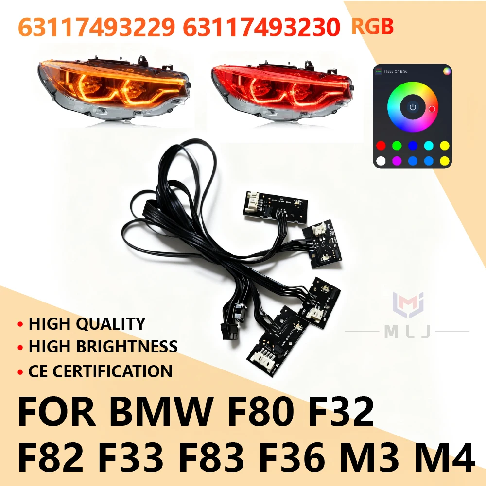 RGB 63117493229 63117493230 For BMW F80 F32 F33 F83 F82 F36 M3 M4 DRL Plug and Play Control by Phone Car Accessories Angel Eye