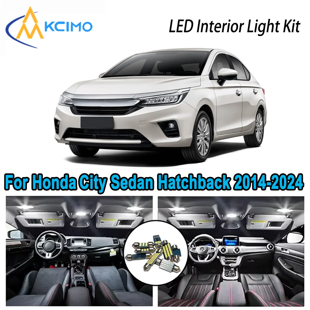Premium Bright LED Interior Light Kit for Honda City Sedan Hatchback 2014-2024 Dome Map Trunk Car Lamps with Canbus No Error