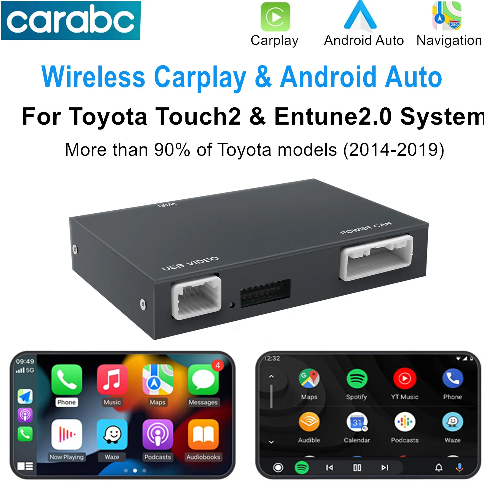Wireless Carplay Android Auto For TOYOTA CHR RAV4 Avalon Corolla Camry yaris Auris RAV4 Highlander Touch 2 2014-2019