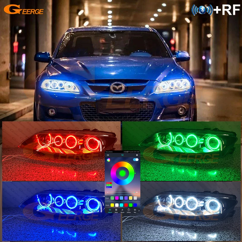 For Mazda 6 Mazda6 Mazdaspeed MS6 GG Bluetooth APP Ultra Bright Multi Color RGB LED Angel Eyes Halo Rings Refit Car Accessories