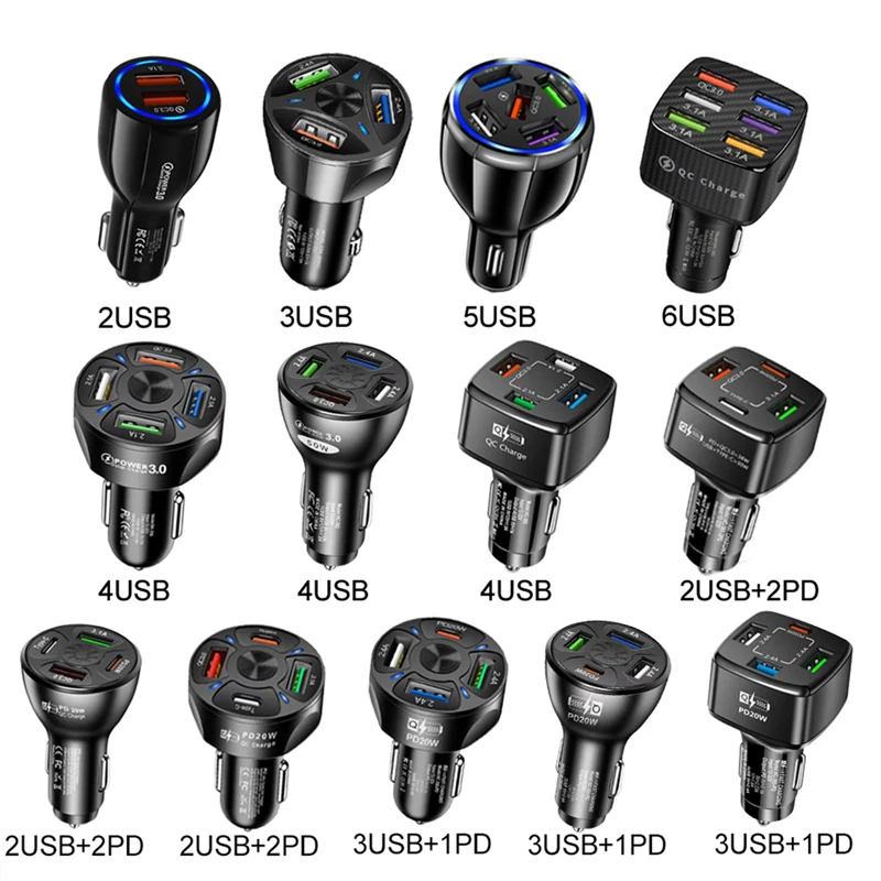 PD QC 3.0 Fast Charging Car Charger USB C Car Mobile Phone Charger Adapter For iPhone For Xiaomi For Samsung For Huawei 2025