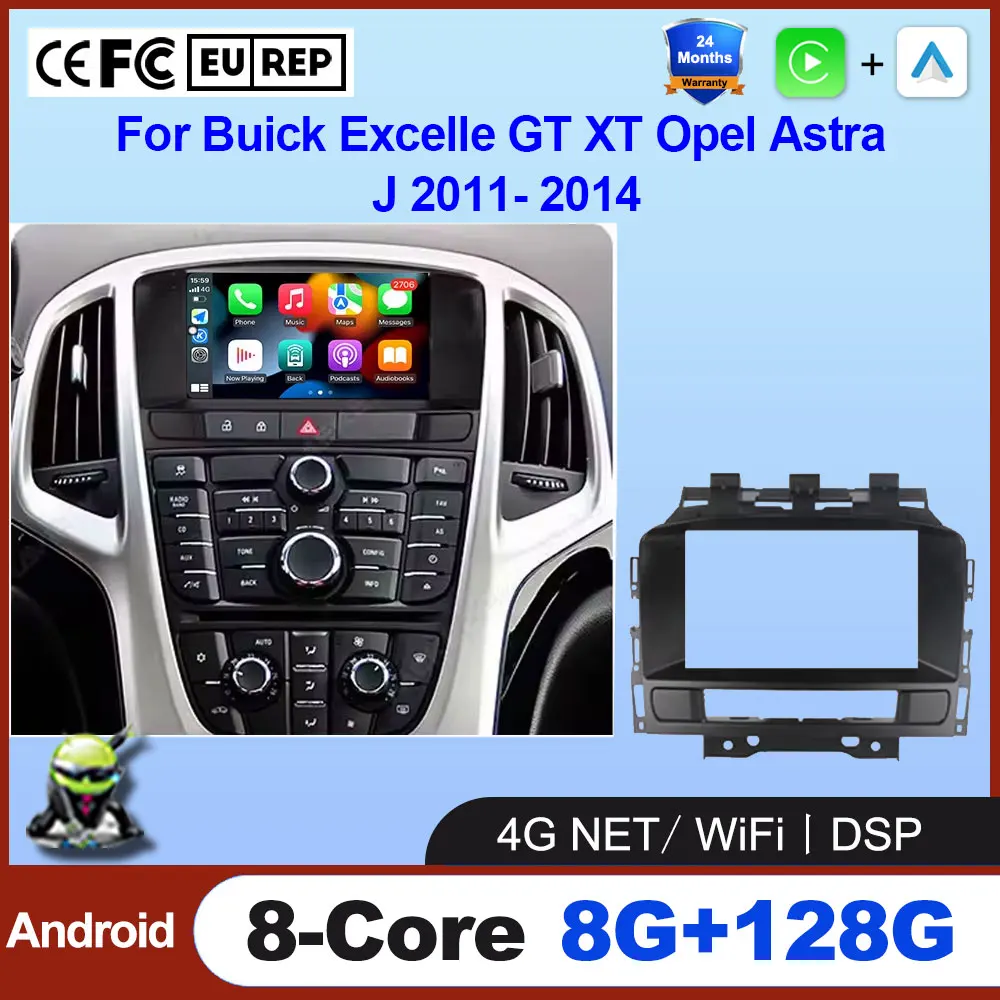 Android 16 Auto Car Radio For Buick Excelle GT XT Opel Astra J 2011- 2014 Wireless Carplay Auto Multimedia Stereo DSP Bluetooth