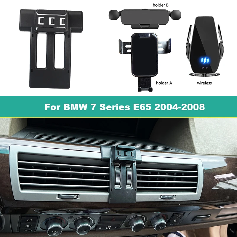 Car Mobile Phone Holder For BMW 7 Series E65 2004-2008 Air Vent Fix Gravity Navigation Bracket Wireless Charging Phone Holder