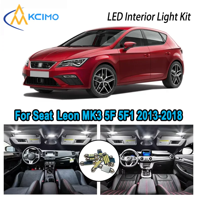 For Seat Leon MK3 5F 5F1 2013-2018 2014 2015 Premium Bright LED Interior Dome Map Trunk Light Kit Car Led Lamps Canbus No Error