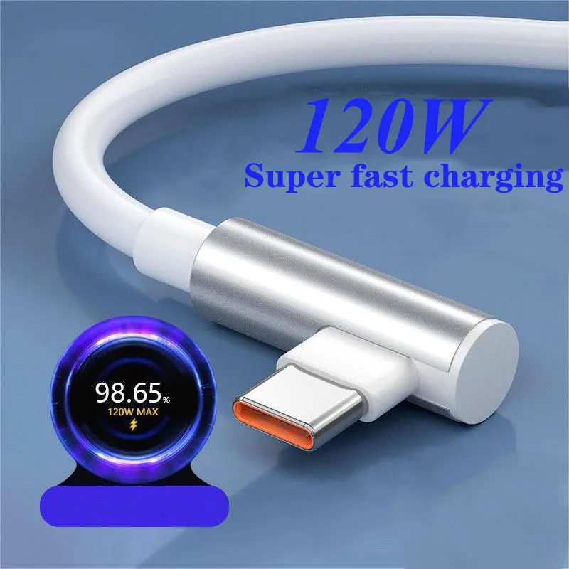 120W Car Speaker Charging Cable USB to Type C PD Fast Bent Data Cable Car Audio Charging Accessories for Xiaomi Samsung Huawei