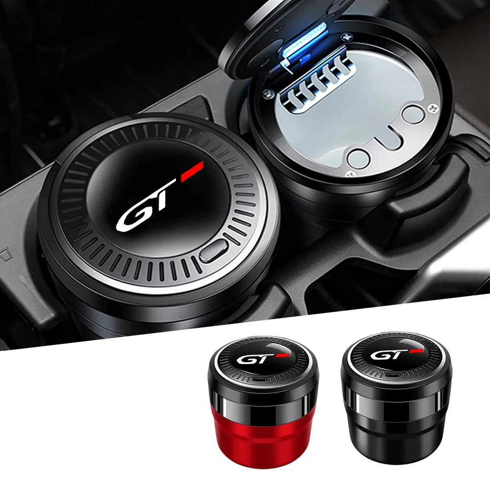 Car Cigarette Ashtray Cup Portable LED Smoke Car Ashtray Smoke Remover for Peugeot GT GT LINE Car Interior Accessories