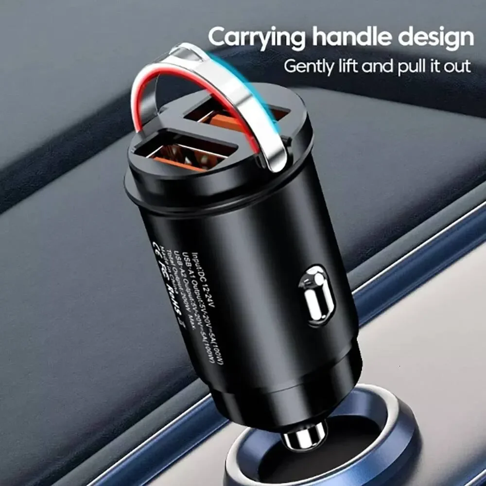200W Car Invisible Fast Charger Super Fast Charging Accessories Mini Interior Adapter 2USB Car Portable Automo For iPhone 17 16