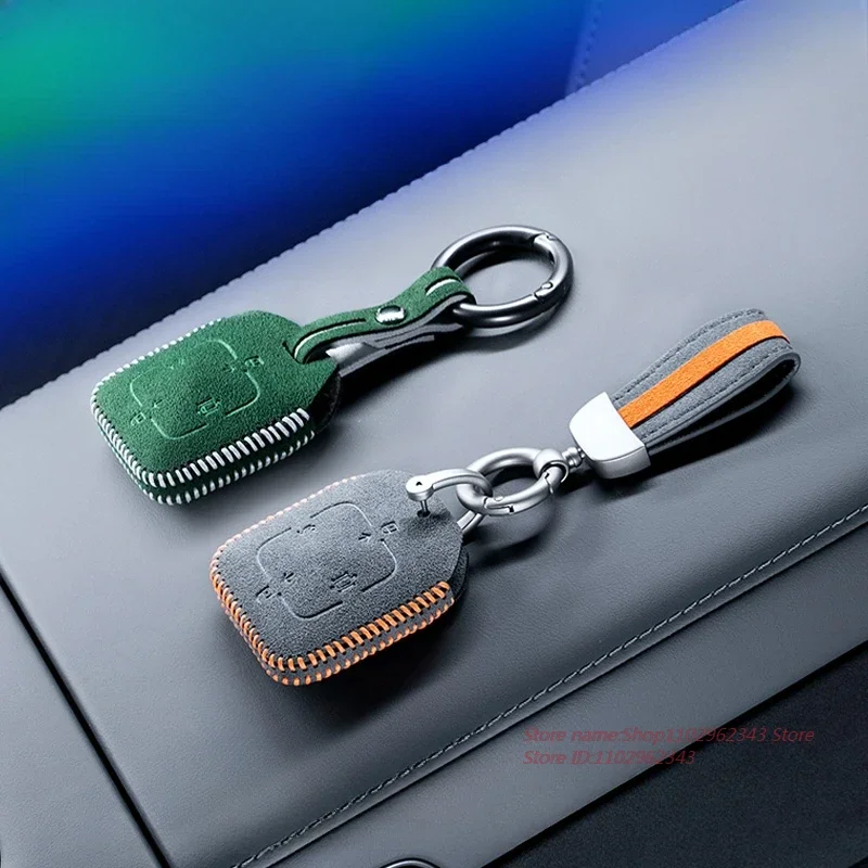 Fashion Alcantara Suede Car Remote Key Case Cover with Keychain for Zeekr 7X  Bluetooth Key Cover Decorative Accessories