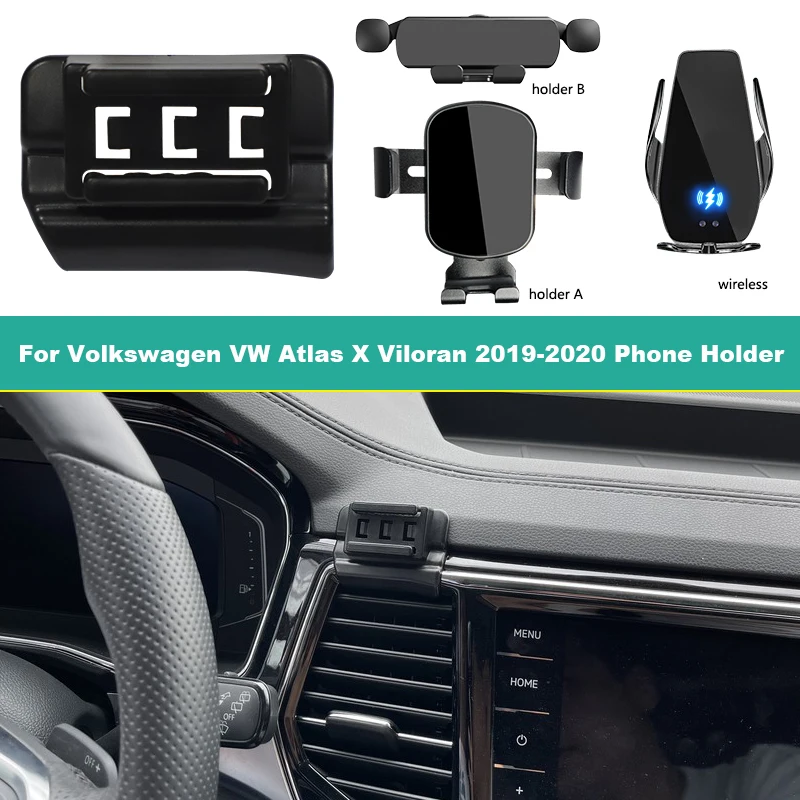 For Volkswagen Dedicated Car Phone Holder VW Atlas X Viloran 2019 2020 Fixed Bracket Base Wireless Charging Smartphone Stand
