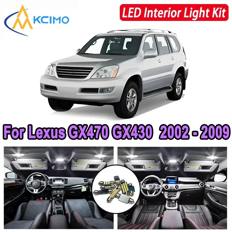 Kcimo LED For Lexus GX470 GX430 2002 2003 2004 2005 2006 2007 2008 2009 Premium Bright LED Interior Dome Map Trunk Light Kit Car