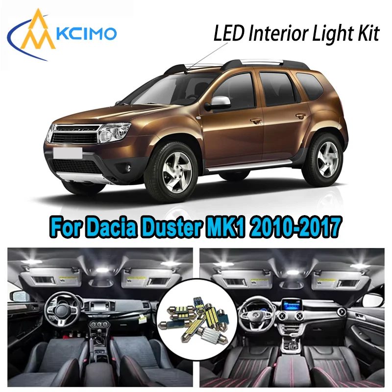 Premium Bright LED Interior Light Kit for Dacia Duster MK1 2010-2017 2011 2012 Dome Map Trunk Car Lamps with Canbus No Error