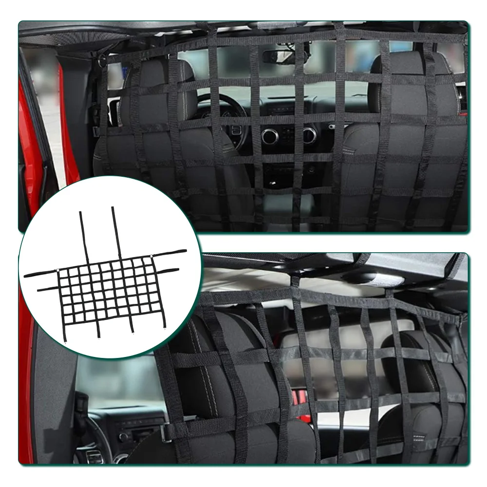 For Jeep Wrangler JK 2007-2024 JL 2018-2024 JT 2020-2024 Car Rear Seat Trunk Isolation Cargo Net  Rear Trunk Barrier
