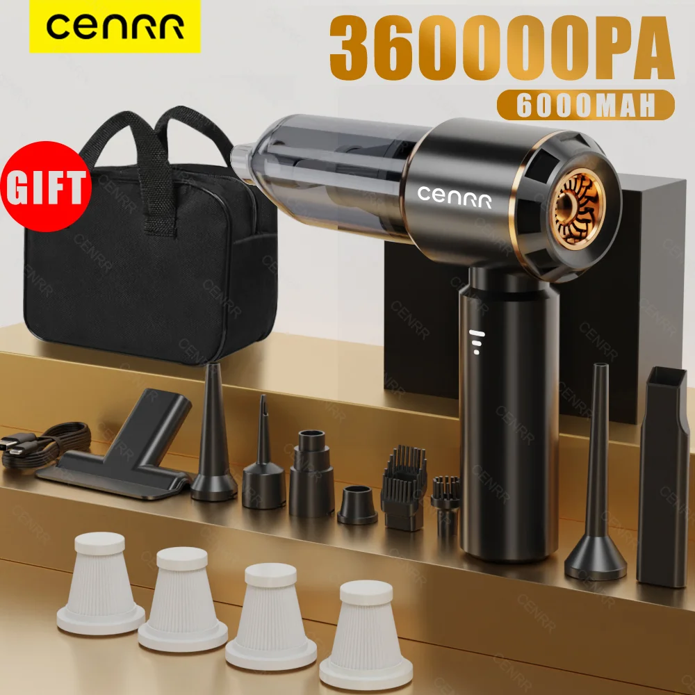 CENRR 360000PA Car Vacuum Cleaner Mini Powerful Wireless Cordless Car Cleaner Handheld Portable Vacuum Cleaner Cleaning Machine