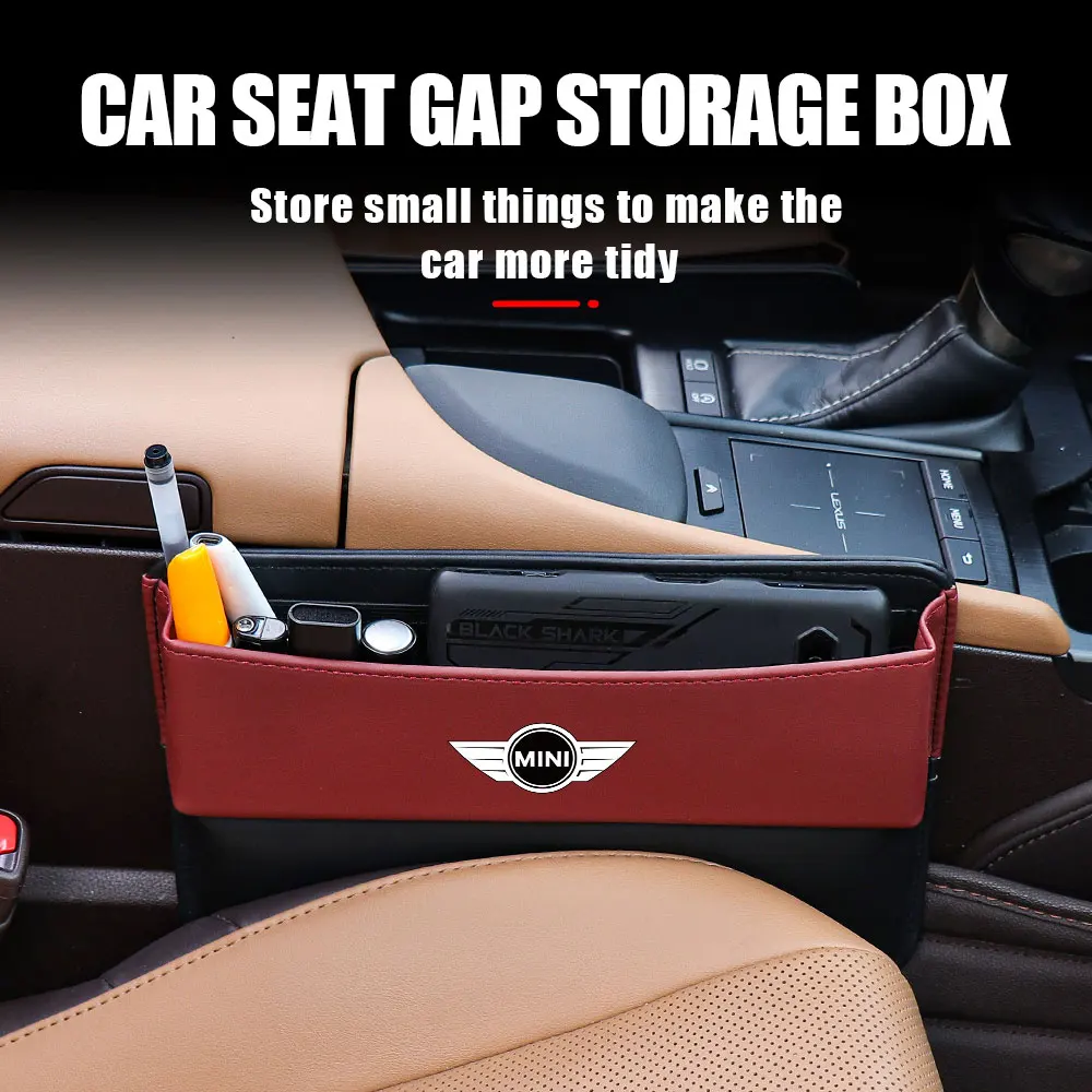 Car Leather Seat Gap Storage Box Organizer Stowing Tool For MINI Cooper S JCW WORKS R55 R56 F55 F56 R57 R58 R59 R60 R50 CLUB MAN