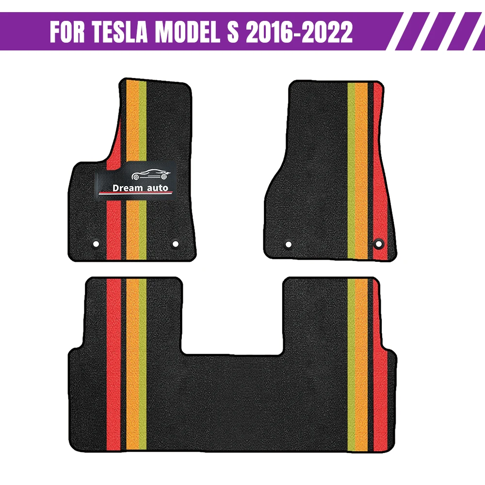 Car Mats With Buttons For Tesla Model S 2016-2022 Chenill Black Car-Specific Mats Waterproof Floor Mats Car Interior Accessories