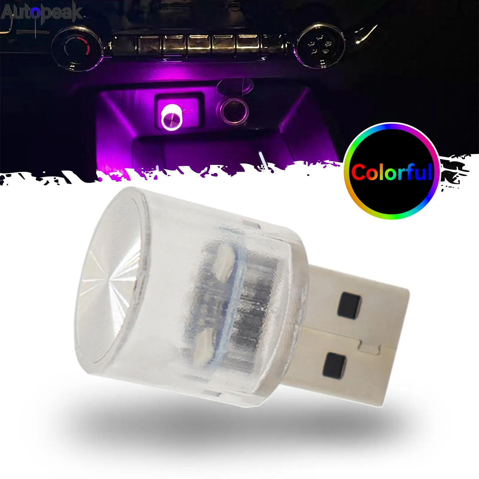 Mini USB LED Car Light RGB Auto Interior Atmosphere Light Emergency Lighting Night Light Colorful Decorative Lamp Car Accessory