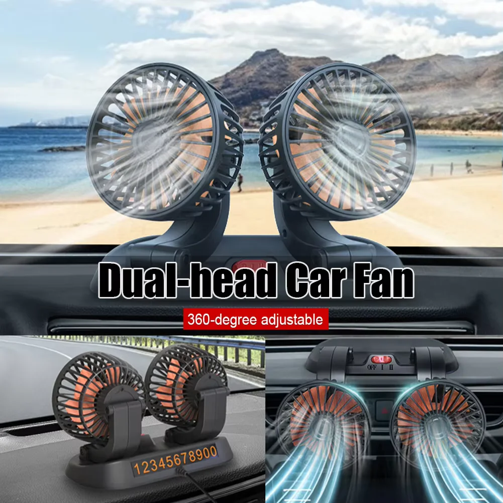 Car Fan 360° 3-speed Car Seat Back Cooling Fan USB Charge Dual Head Fan Adjustable Rotation Neck Cooler for Car Home Accessories