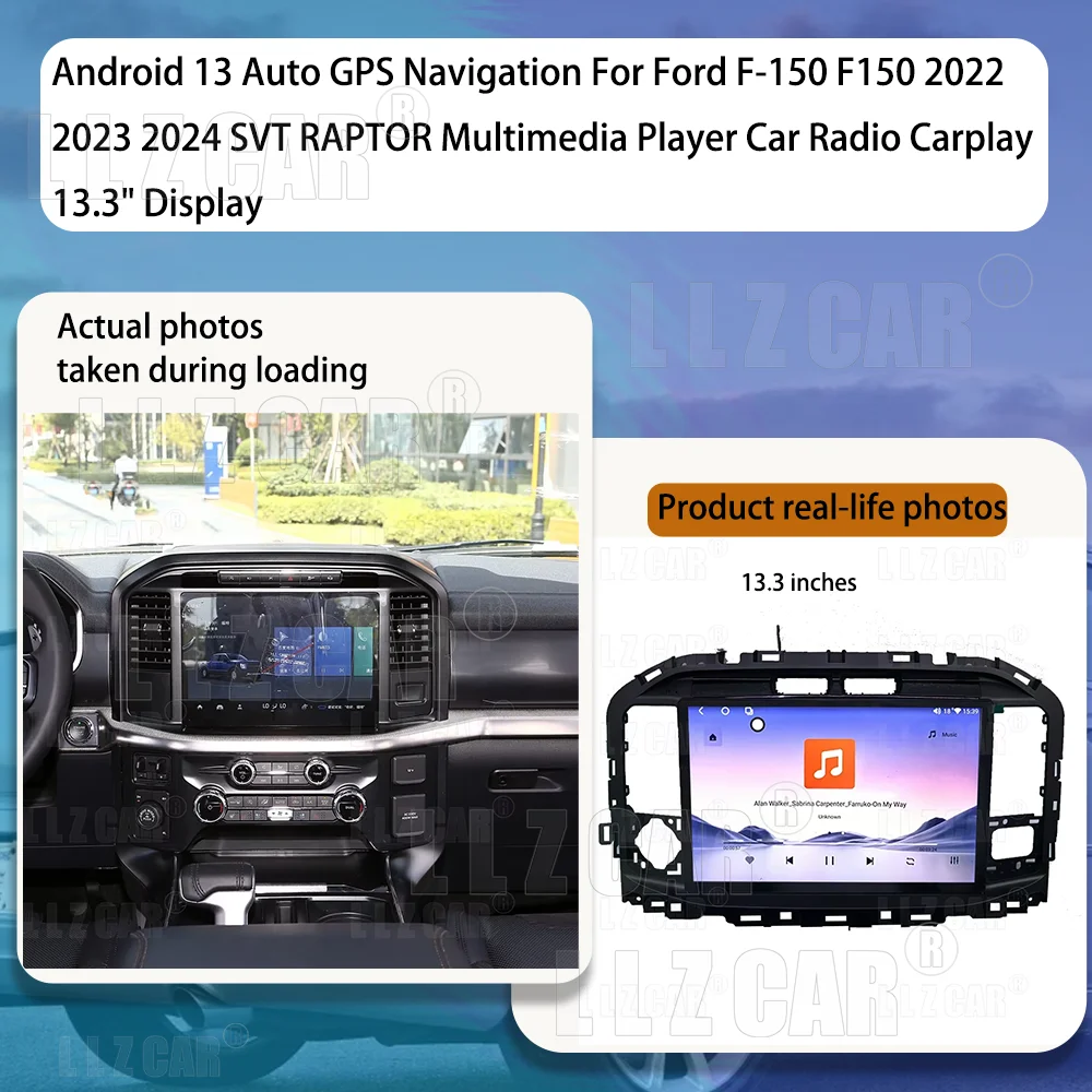 Android 13 Auto GPS Navigation For Ford F-150 F150 2022 2023 2024 SVT RAPTOR Multimedia Player Car Radio Carplay 13.3" Display