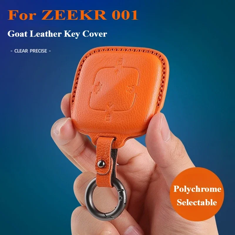 For ZEEKR 001 Goat Leather Key Bag Intelligent Bluetooth Remote Control Key Case Cover Protective Shell KeyChain Car Accessories
