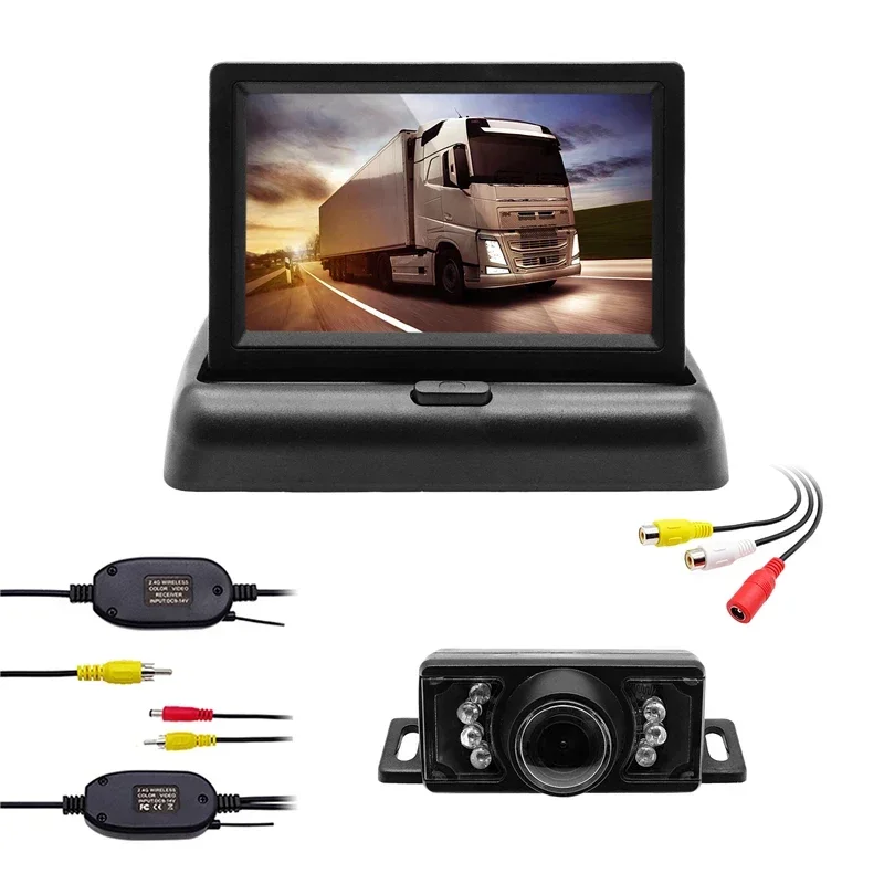 Universal  4.3" Waterproof Foldable Car Reversing Rear View Monitor TFT LCD Display Reversing Dash Camera Parking System Kit