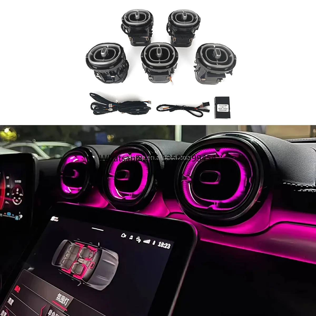 64 Color LED Air Vent Ambient Light For Mercedes Benz GLC-class X254 2023+ AMG GLC43 Replacement Air Vent  Plug & Play Upgrade