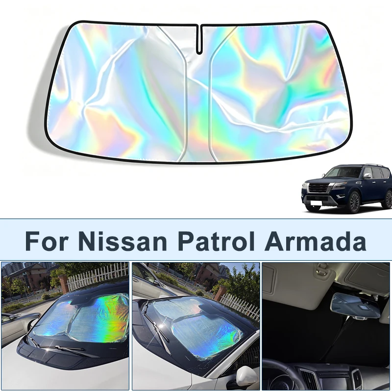 Foldable Front Windshield Sun Shade For Nissan Patrol Armada UV Reflective Sun Protection Cover Car Interior Accessories