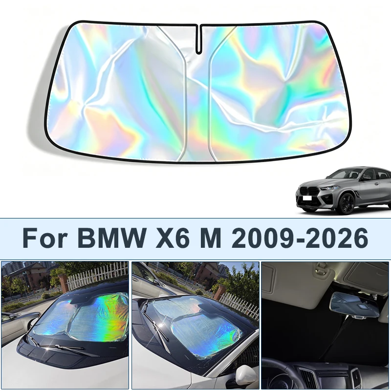 Foldable Front Windshield Sun Shade For BMW X6 M 2009-2026 UV Reflective Sun Protection Cover Car Interior Accessories