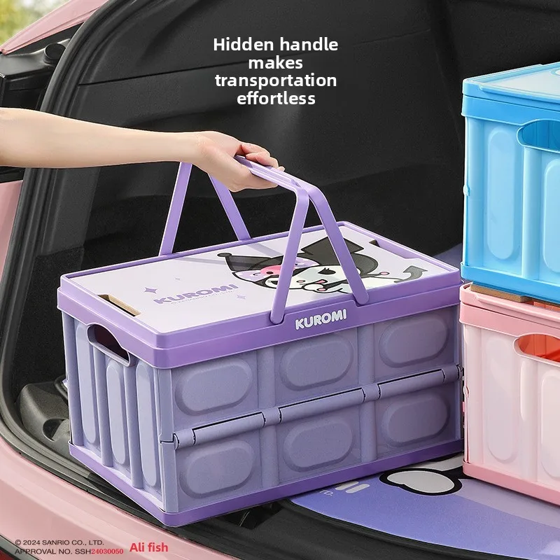 Sanrio Car Trunk Storage Box Storage Box Foldable Outdoor Picnic Large Capacity Cartoon Hello Kitty My Melody Car Accessories