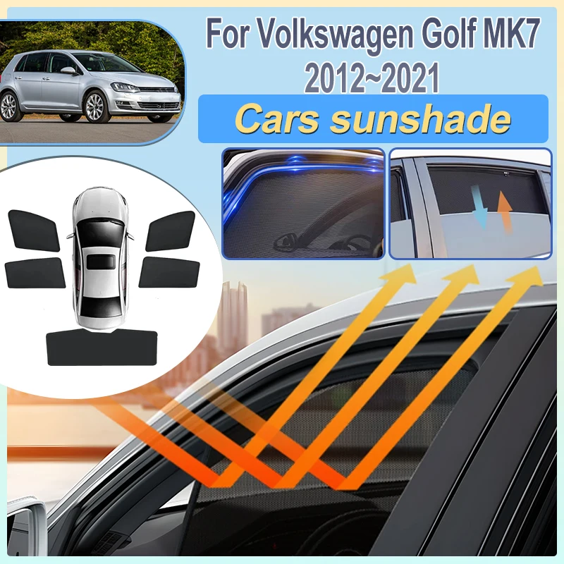 Car Sunshade For Volkswagen VW Golf 7 2012-2021 MK7 Car Side Glass Mesh Sunshade Winscreen Foldable Sun Visor Covers Accessories
