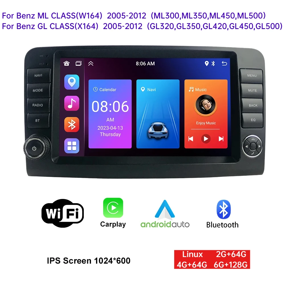 For Mercedes Benz ML&GL CLASS (ML300/350/450/500) Car Multimedia Player 9" Touch Screen Wheel Control  Bluetooth Hands-Free Call
