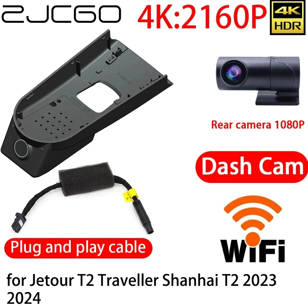 ZJCGO 4K DVR Dash Cam Wifi Front Rear Camera 24h Monitor for Jetour T2 Traveller Shanhai T2 2023 2024