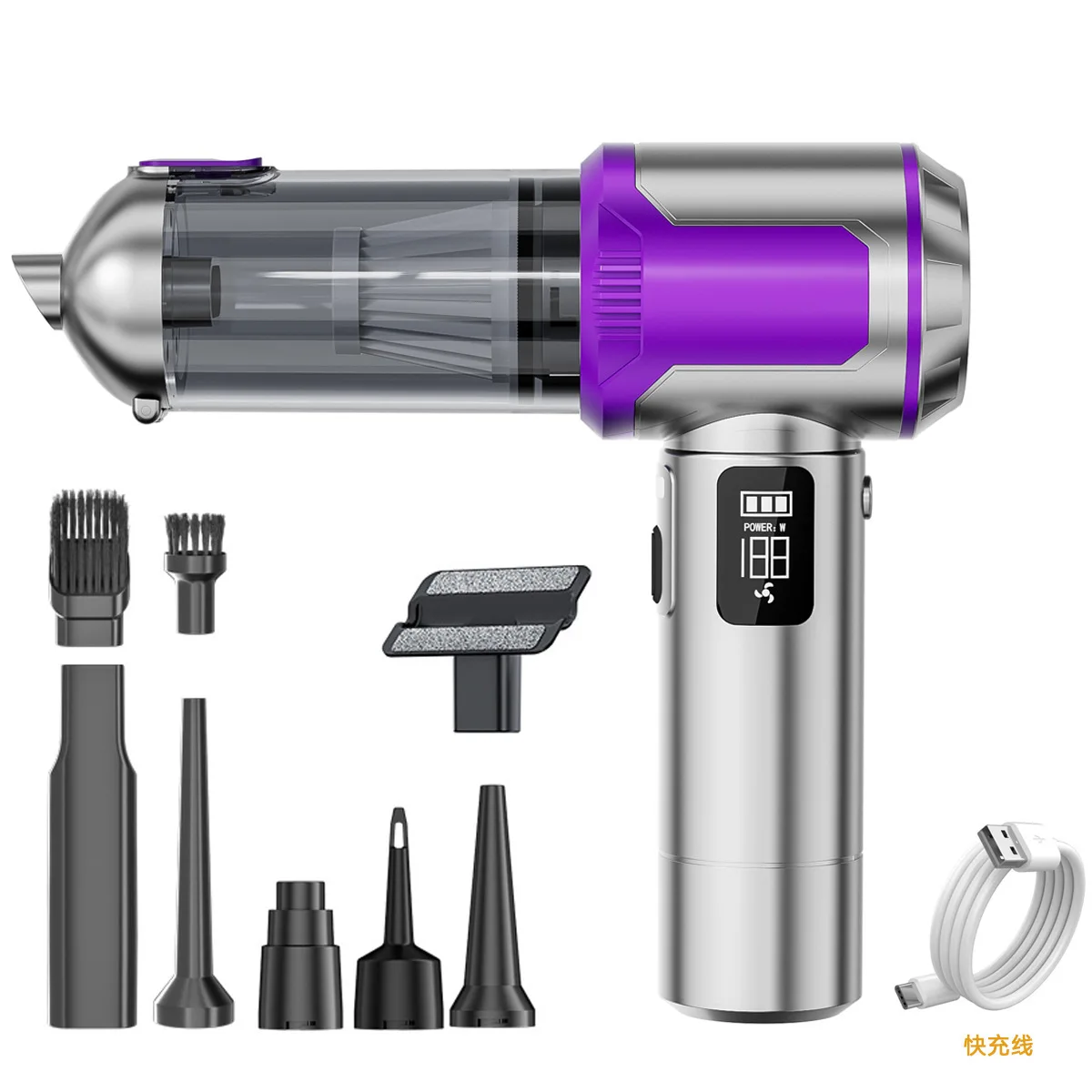 Car vacuum cleaner wireless digital display high power brushless motor vacuum household handheld dust blower cross border
