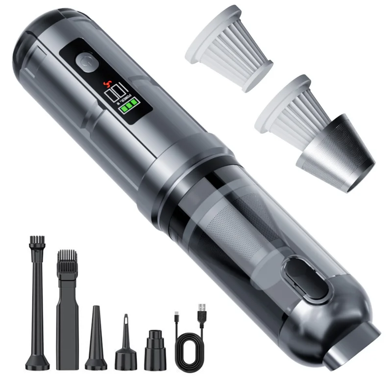 Car Vacuum Cleaner Wireless Portable Handheld One-Key Dust Emptying Digital Display High Suction Brushless Dual-Use