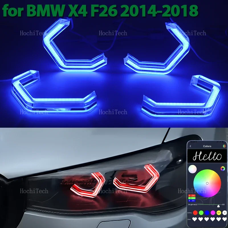 Car-styling multi-colored RGB App control LED Rings M4 Style Light For BMW X4 F26 2014-2018 xDrive20i 28i 35i xDrive20d 30d 35d