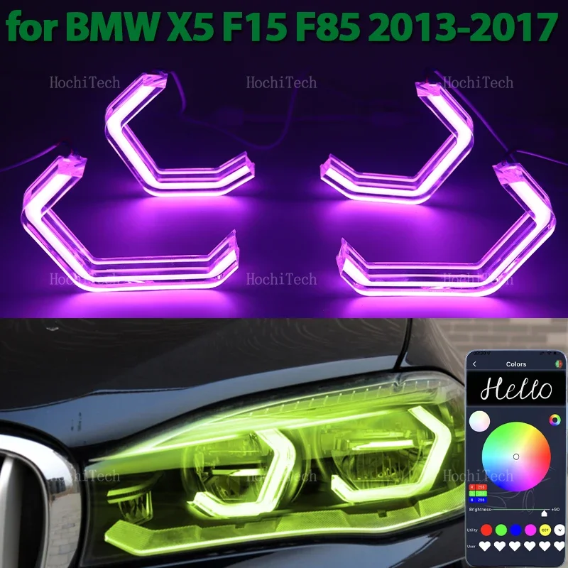 App control M4 style LED Angel Eyes Bulb Ring RGB Lamp for BMW X5 F15 F85 2014-2018 sDrive35i xDrive50i xDrive25d 30d 40d m50d