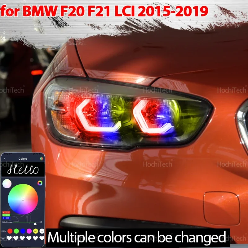 For BMW 1 Series F20 F21 LCI 2015-2019 RGB M4 style App control with turn signal Dynamic LED Angel Eyes Ring Lamp DRL