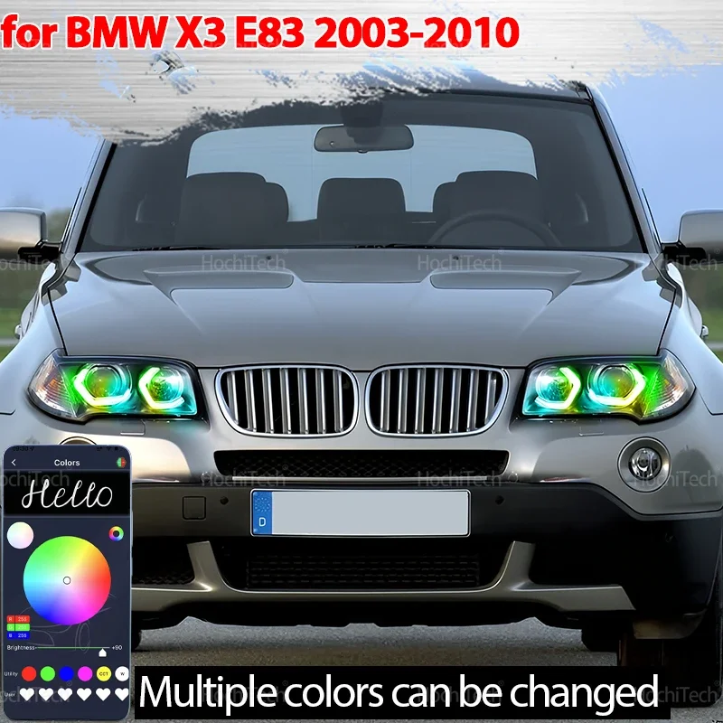 For BMW X3 E83 2003-2010 multi-colored RGB M4 style App control with turn signal Dynamic LED Angel Eyes Ring Lamp DRL