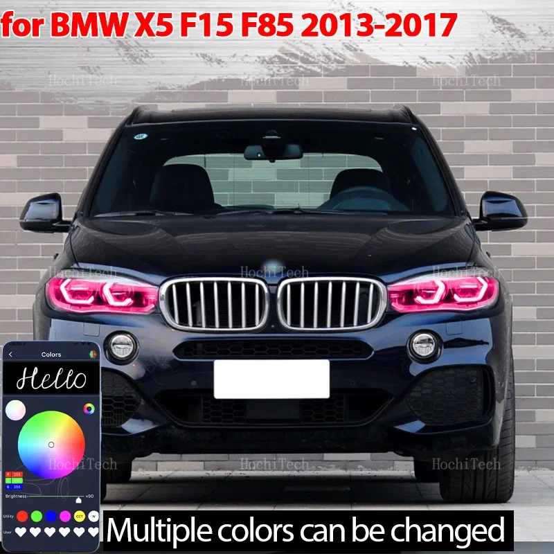 M4 style LED Angel Eyes Kit Ring RGB colors APP control Headlight Lamps For BMW X5 F15 F85 2014-2018 sDrive35i 50i 25d 30d 40d