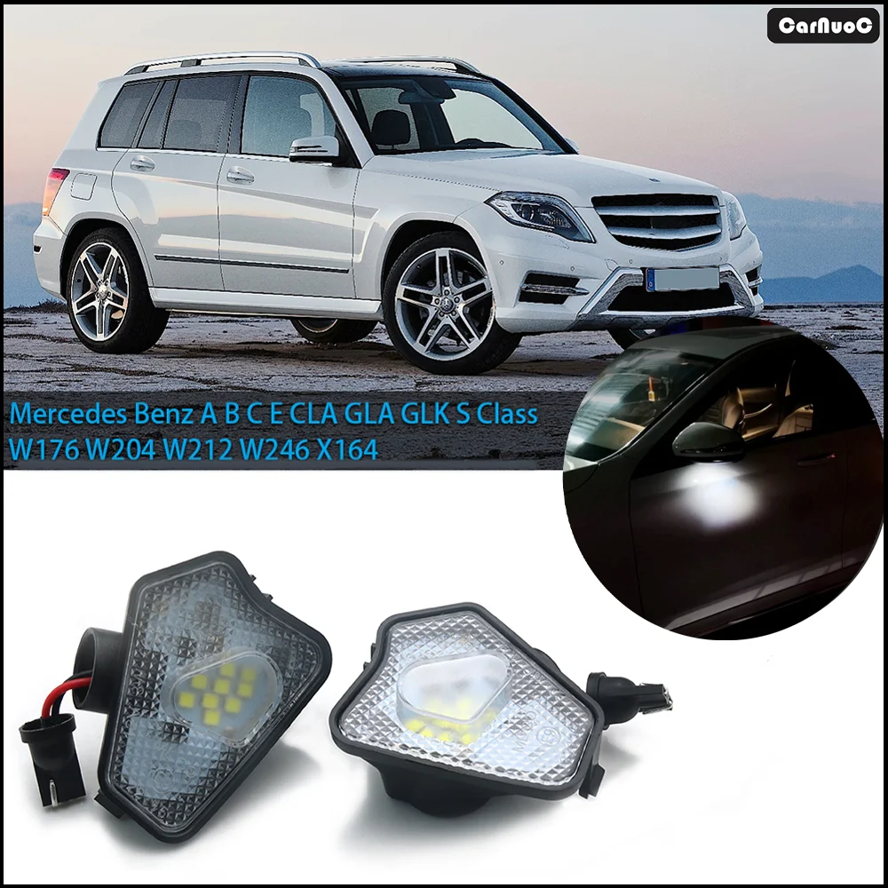 =2Pcs LED Rearview Mirror Light Super Bright Premium Fit For Mercedes Benz A B C E CLA GLA GLK S Class W176 W204 W212 W246 X164