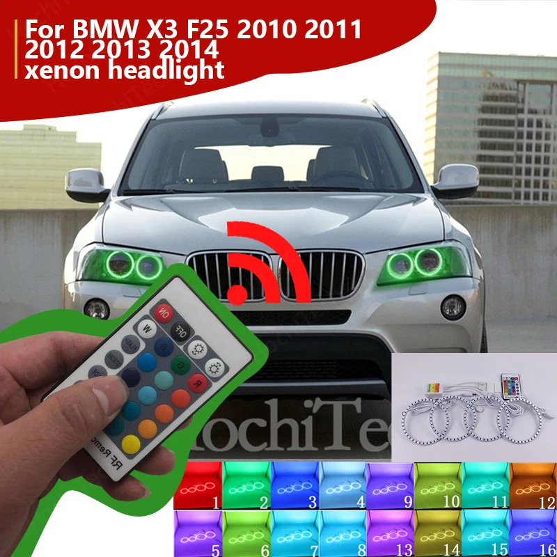 Angel Eyes Tuning RGB LED  DRL Car Lights Accessories Retrofit For BMW X3 F25 2010 2011 2012 2013 2014 xenon headlight
