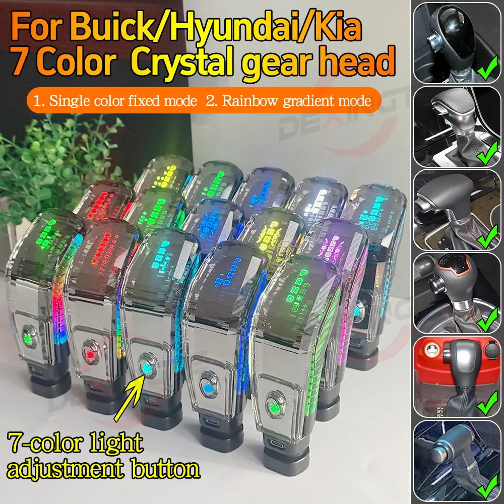 RGB LED Crystal Gear Shift Knob For Hyundai Kia Buick Automatic Gear Stick Lever Handle Shift Handball Interior Car Accessories