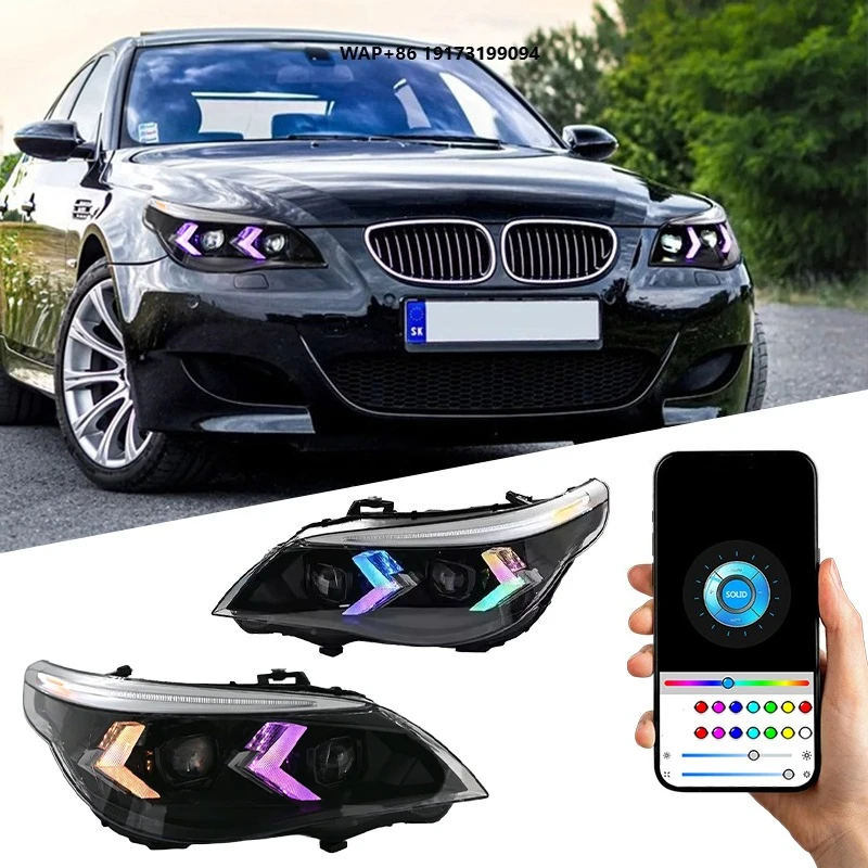 for-BMW 5 Series E60 Headlamps 2003 2010 E60 Front Light Upgrade Head Light Car Lamp Accessories RGB LED Headlights