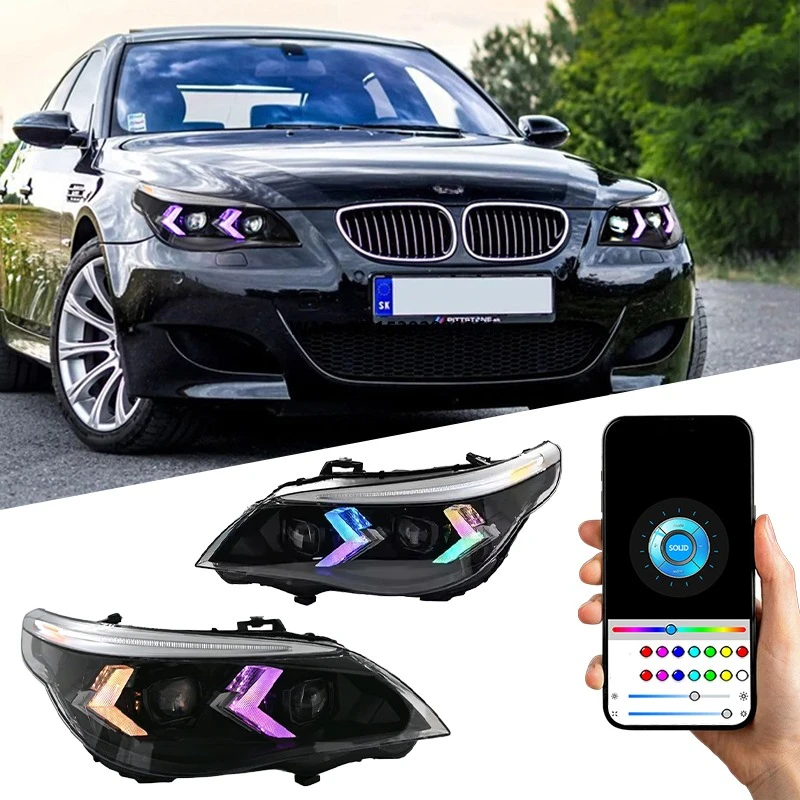YU GUANG for  5 Series E60 Head Lights 2003 2010 E60 Front Light Upgrade RGB Car Lamp Accessories RGB Color LED Headlights
